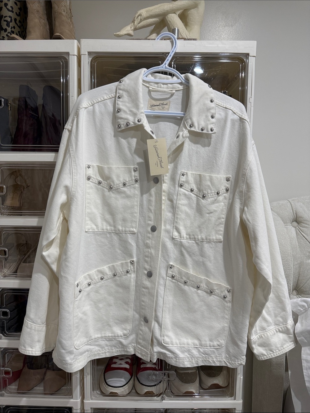 Universal Thread White Rivet-Trim Utility Jacket